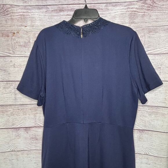 Draper James Navy Blue Lace Peter Pan Collar Ponte Knit Persley Dress Size XXL - Picture 4 of 9
